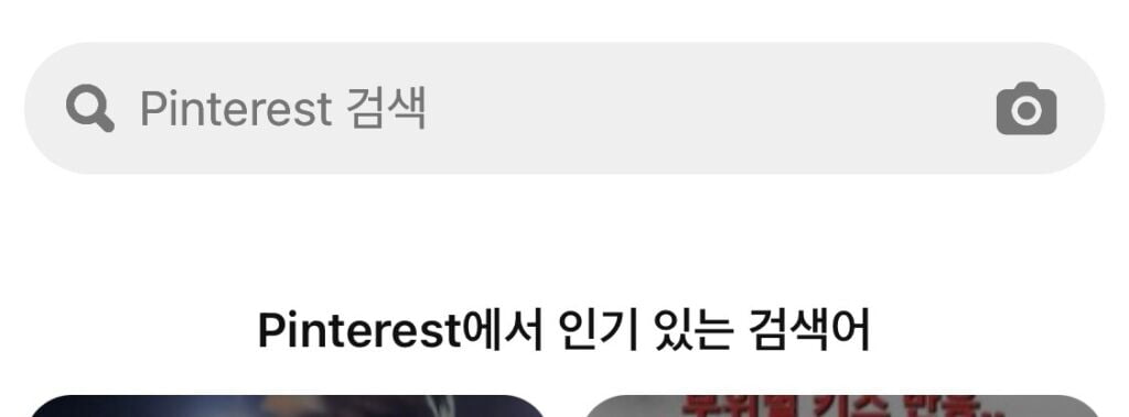 핀터레스트 렌즈 아이콘의 위치
